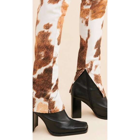 NWOT Women's WeWoreWhat / Revolve Stiletto Slit Skinny Jean Cow Print Size 26 - Picture 10 of 10